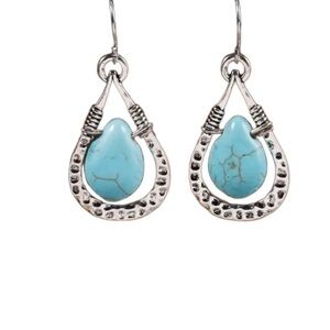 Vintage Boho Turquoise Water Drop Earrings